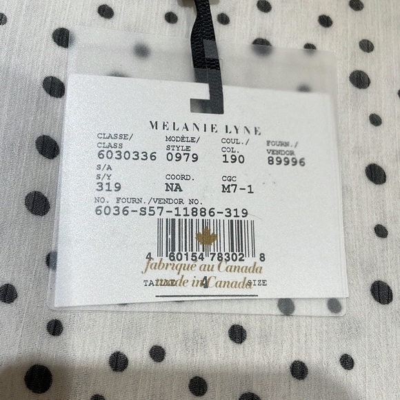 Melanie Lyne black and white polka dot lined blouse with bottom tie size 4 NEW - Picture 8 of 10